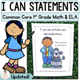 Common Core ELA & MATH Standards I Can Statements for First Grade