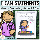 Common Core Standards I Can Statements for Kindergarten - 