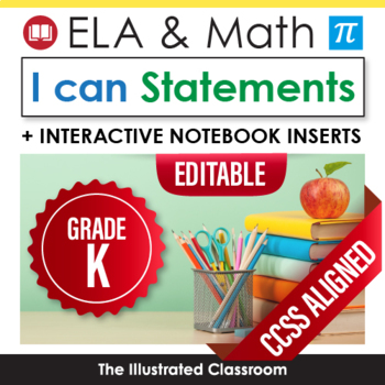 Preview of Common Core Standards I Can Statements Kindergarten ELA & Math Half Page Bundle