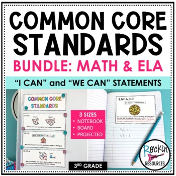 Preview of 3rd Grade Common Core Standards "I can" and "We can" Statements - ELA & Math