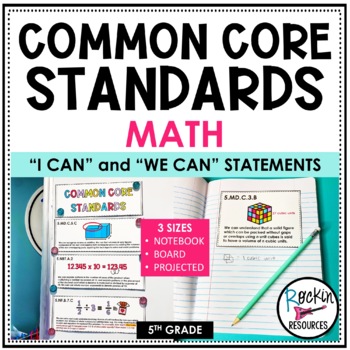 Preview of 5th Grade Common Core Standards "I can" and "We can" Statements - Math