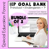 Common Core Standards IEP Goal Bank Preschool Kindergarten