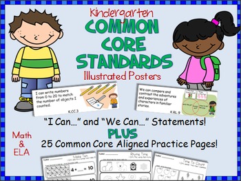 Preview of Common Core Standards Posters For Kindergarten