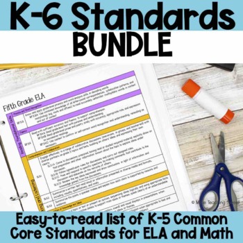 Preview of Common Core Standards List - Grades K-6 BUNDLE - ELA & Math