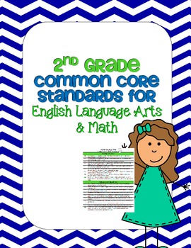 Preview of Common Core Standards List for ELA & Math for 2nd Grade