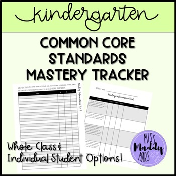 Preview of Common Core Standards Mastery Data Tracker-- Class & Individual Student Lists