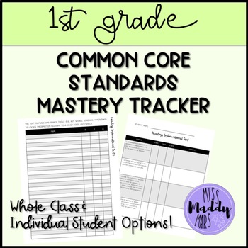 Preview of Common Core Standards Mastery Data Tracker-- Class & Individual Student Lists