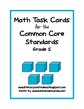 Preview of Common Core Standards Math Task Cards:  Grade 5