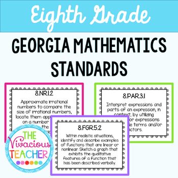 Preview of Georgia Mathematics Standards Posters for Eighth Grade