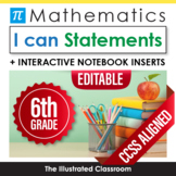 Common Core Standards I Can Statements for 6th Grade Math 