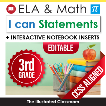 Preview of Common Core Standards I Can Statements for 3rd Grade ELA & Math Full Page Bundle