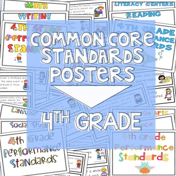 Preview of 4th Grade Common Core Standards Posters | I Can Statements