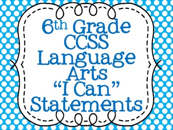 Preview of Common Core Standards Posters for Sixth Grade Language Arts