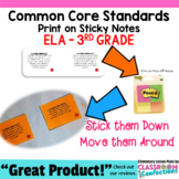 Common Core Standards Sticky Notes {ELA-3rd Grade}