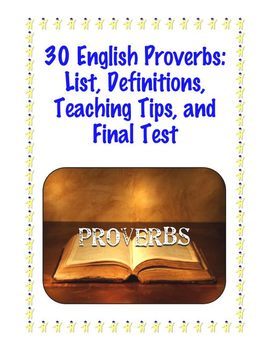 Preview of Common Core L.4.5 Unit: 30 English Proverbs