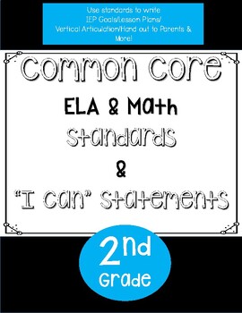 Preview of Common Core Standards and "I Can" Statements (2nd Grade)