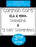 Common Core Standards and "I Can" Statements (2nd Grade)