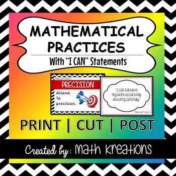 Preview of Common Core Standards for Mathematical Practices & "I Can" Statements | POSTERS