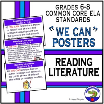 Preview of Back to School Common Core Standards Reading Literature We Can Posters