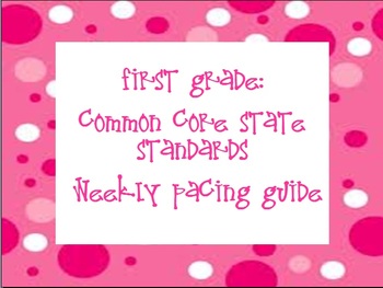 Preview of Common Core State Standards: First Grade- Weekly Pacing Guide