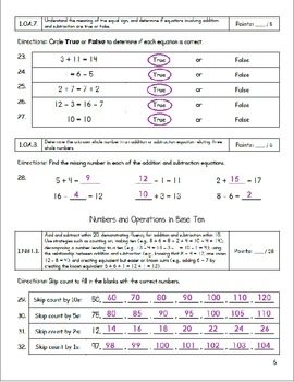 Common Core State Standards Grade 1 Mathematics Assessment with Answer Key