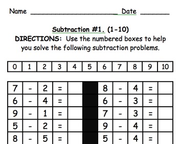 Common Core Subtraction Practice 1 to 20 by Krista Lynch | TpT