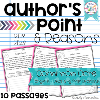 Preview of Author's Point and Reasons Common Core Reading Skill Practice