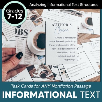 Preview of Informational Text Structures Task Cards | Analyzing Nonfiction Print & Digital