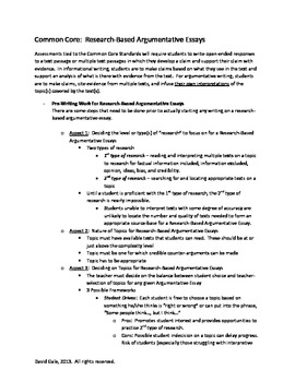 Preview of Common Core:  Teaching Argumentative Essay Writing (Guidelines)