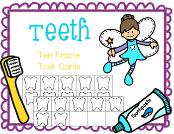 Preview of Teeth Additon Ten Frame Task Cards