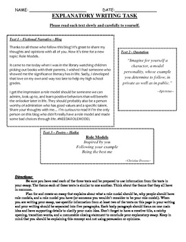 Preview of Common Core Text-Dependent Writing Prompt Explanatory Grade 6