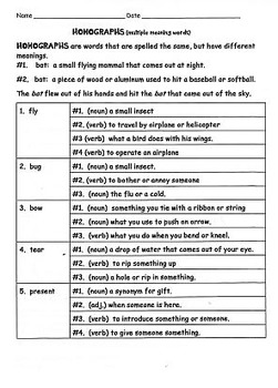 common core third grade homograph multiple meaning words practice