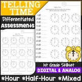 Telling Time to the Hour and Half Hour Tests & Assessments