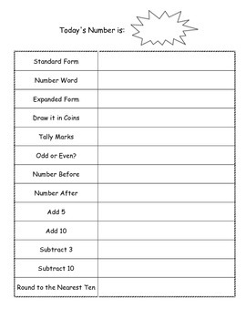 Common Core Today's Number Activity- 1 by Denise Pouss | TpT