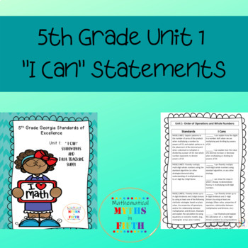 Preview of I Can Statements 5th Grade Math-Unit 1