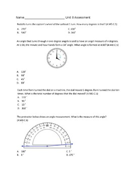 Preview of Common Core Unit 8 Assessment Math 4th Grade