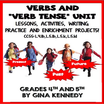 Preview of Verbs Unit, Verb Tenses, Lessons, Activities, Enrichment Projects, More!
