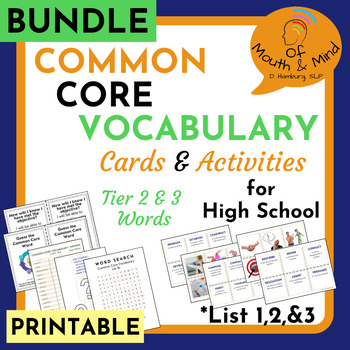 Preview of Common Core Vocabulary Activities for High School- BUNDLE!