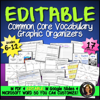 Preview of Distance Learning Vocabulary Graphic Organizers Common Core Language Gr 6-12