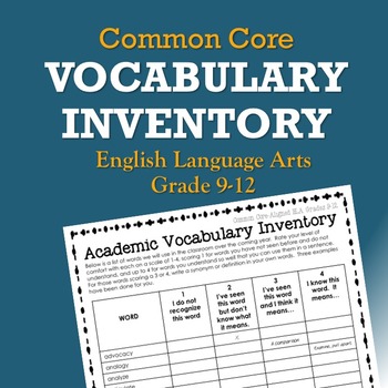 Preview of Common Core Vocabulary Inventory ELA Grades 9-12 (Pre- and Post- Assessment)