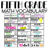 Common Core Math Vocabulary Word Wall: 5th Grade
