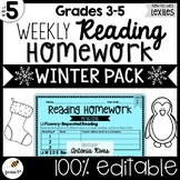 Common Core Weekly Reading Homework (Grades 3-5) - Winter Pack