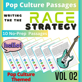 Preview of Common Core Weekly Reading Homework POP CULTURE Unit Race writing prompts