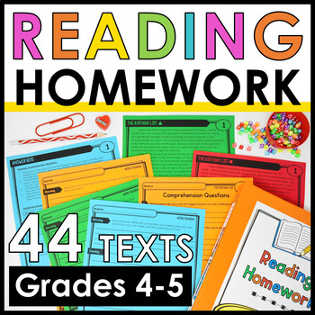 Preview of Reading Homework - 4th & 5th Grade Reading Review: 44 Texts (Differentiated)