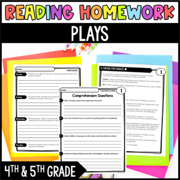 Preview of Reading Homework Review - Plays (Drama) - Common Core Aligned