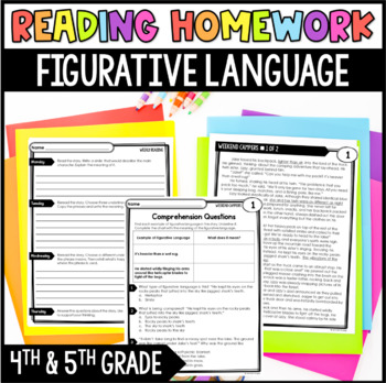 Preview of Reading Homework Review - Figurative Language - Common Core Aligned