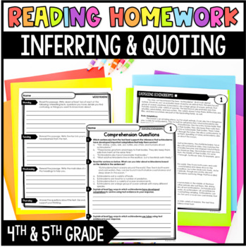Preview of Reading Homework Review - Making Inferences and Quoting Informational Text