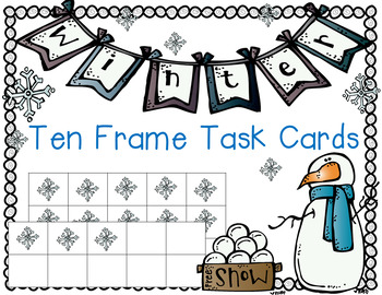 Preview of Winter Addition Ten Frame Task Cards