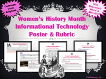 Preview of Women's History Month Informational Poster & Rubric {CCSS Aligned}