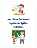 Common Core Word Problems Grade 7 - Expressions and Equations
